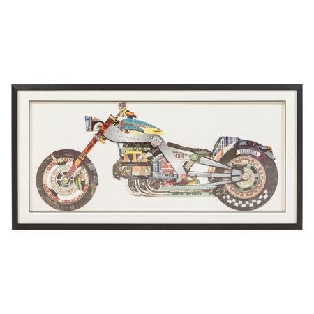 MOTORCYCLE IN BLUE PANO 130X65 CM