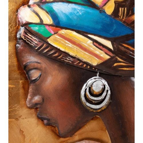  AFRICAN LADY GOLD METAL PANO 120X80CM