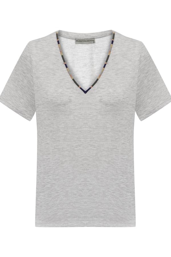 V YAKA KISA KOLLU T-SHIRT