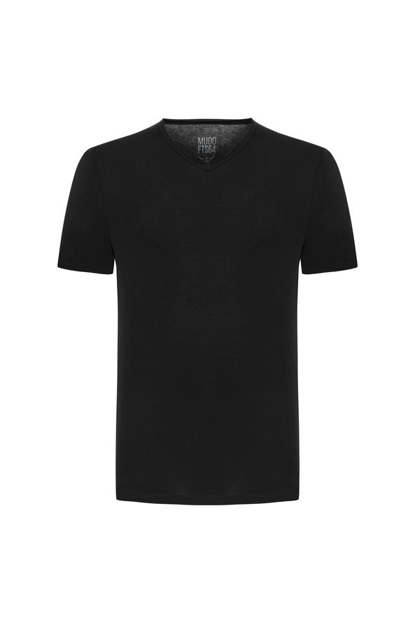 V YAKA KISA KOLLU T-SHIRT