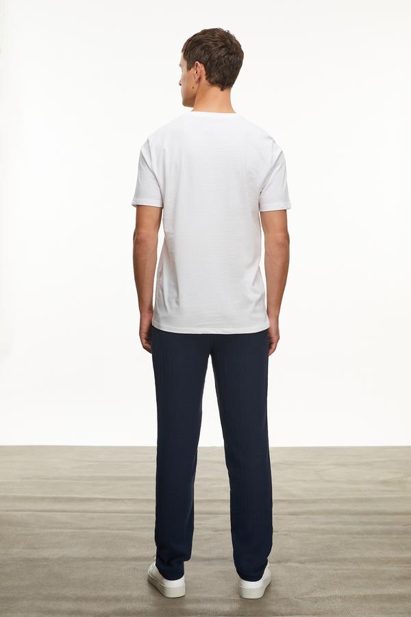 NAKIŞLI BİSİKLET YAKA KISA KOLLU T-SHIRT