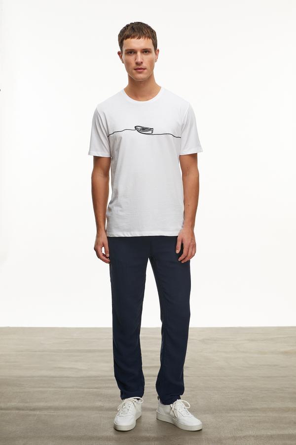 NAKIŞLI BİSİKLET YAKA KISA KOLLU T-SHIRT