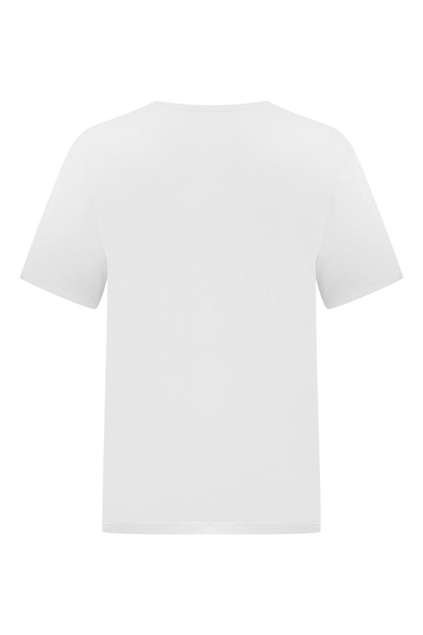 NAKIŞLI BİSİKLET YAKA KISA KOLLU T-SHIRT