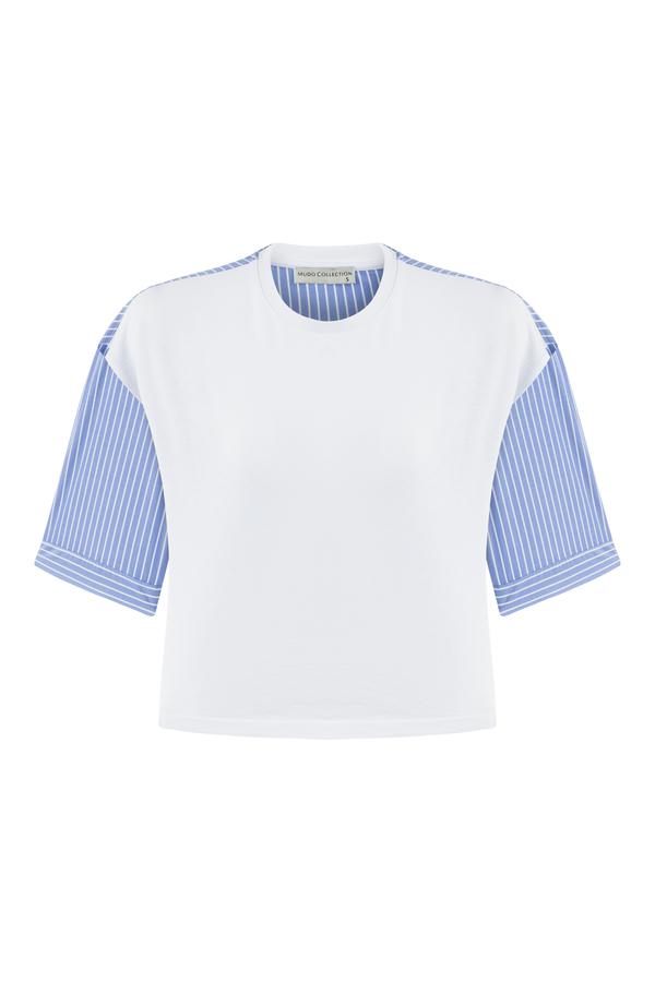 ÇİZGİLİ BİSİKLET YAKA PAMUK T-SHIRT