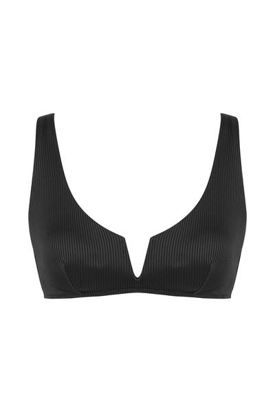 Mudo Kadın Siyah Dokulu Halter Bikini Üstü -1