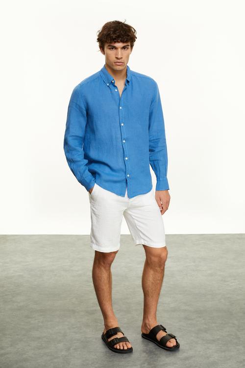 SLIM FIT KETEN GÖMLEK