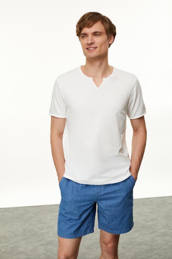 HENLEY YAKA KISA KOLLU T-SHIRT