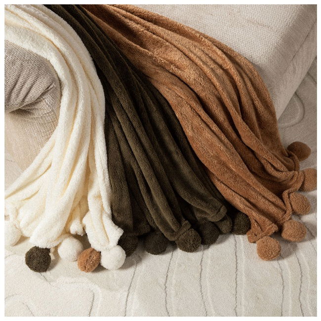 PONPONLU DİZ ÜSTÜ BATTANİYE MULTI 130X160
