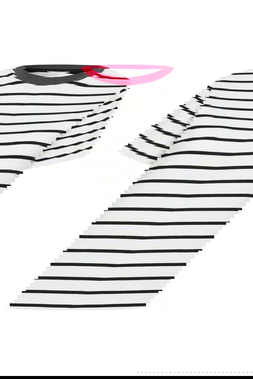  ÇİZGİLİ BİSİKLET YAKA KISA KOLLU T-SHIRT