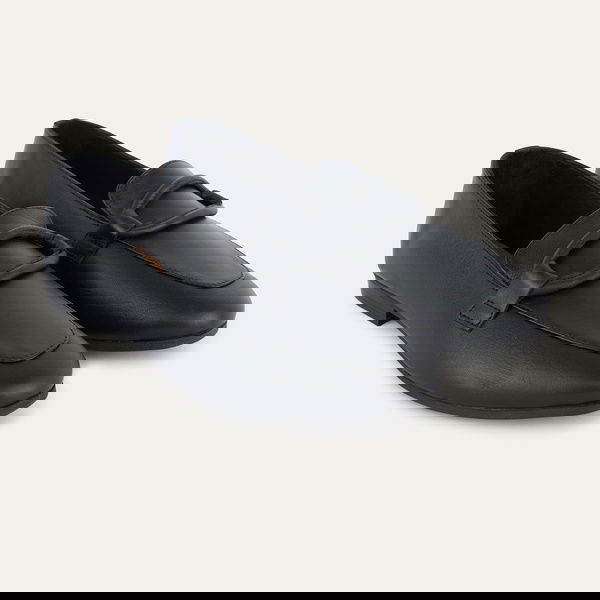 Mudo Kadın Siyah Hakiki Deri Halkalı Loafer -1