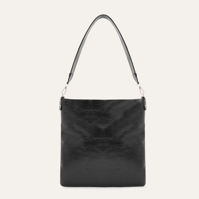 KIRIŞIK DERİ GÖRÜNÜMLÜ SHOPPER OMUZ ÇANTASI