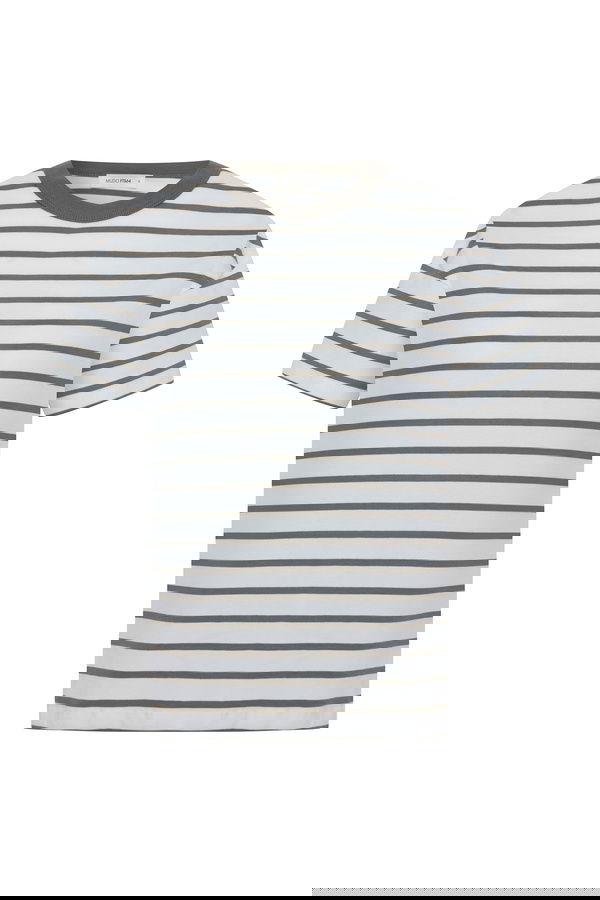 ÇİZGİLİ BİSİKLET YAKA KISA KOLLU T-SHIRT