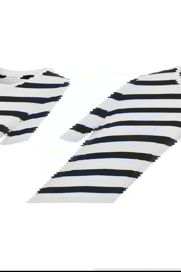 ÇİZGİLİ BİSİKLET YAKA CROP T-SHIRT