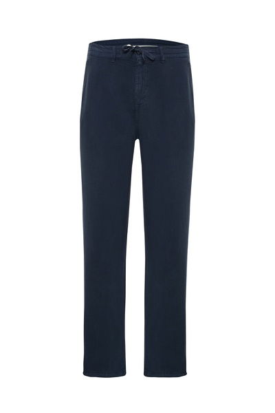 Mudo Erkek Lacivert Straıght Fıt Bağlamalı Tencel Pantolon -1