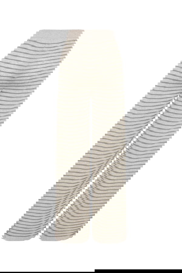 ÇİZGİLİ WIDE LEG BELİ LASTİKLİ PANTOLON