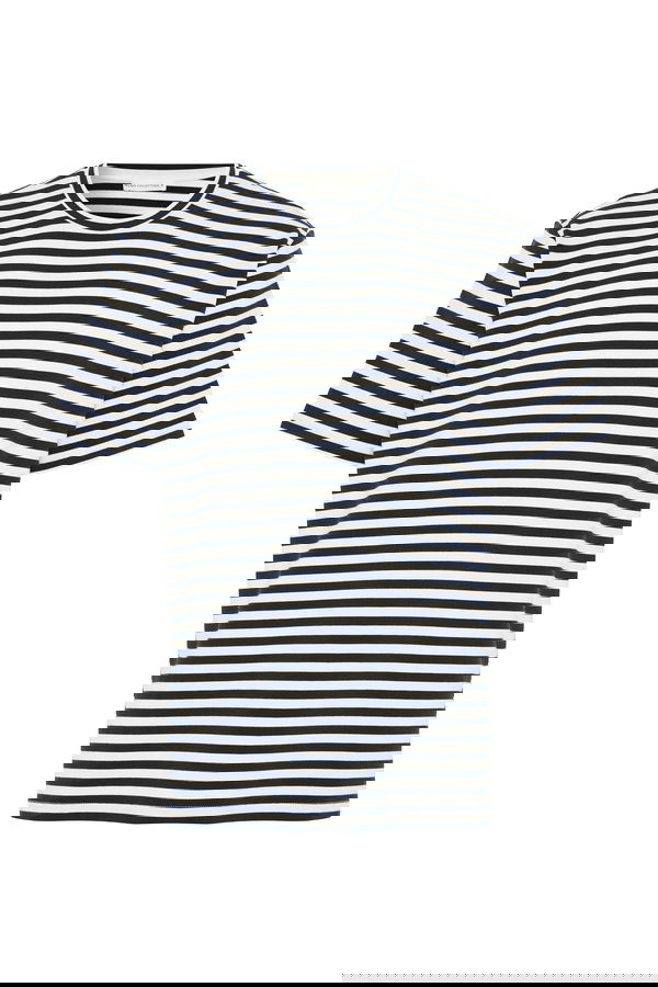 ÇİZGİLİ LOOSE FIT BİSİKLET YAKA MODAL T-SHIRT