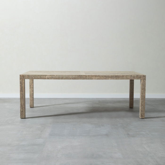GOOSE MASİF AHŞAP ESKİTME YEMEK MASASI BEYAZ  220X110