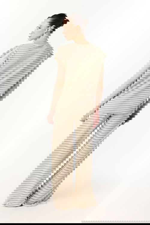  ÇİZGİLİ WIDE LEG BELİ LASTİKLİ PANTOLON