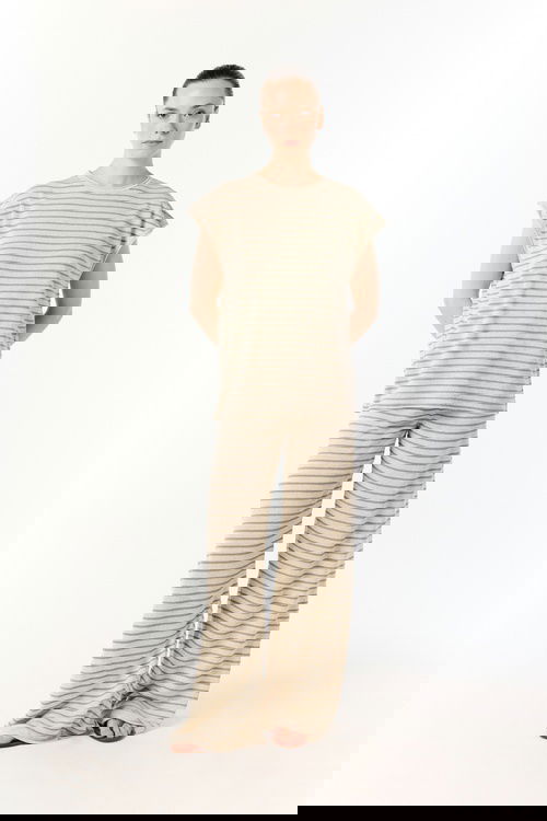  ÇİZGİLİ WIDE LEG BELİ LASTİKLİ PANTOLON