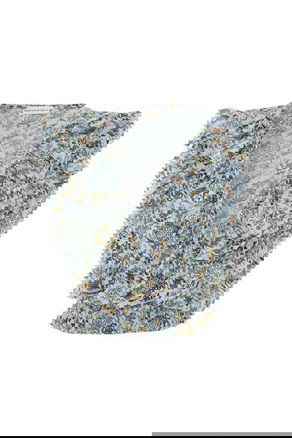 BASKILI FIRFIRLI DÜŞÜK KOL CROP BLUZ